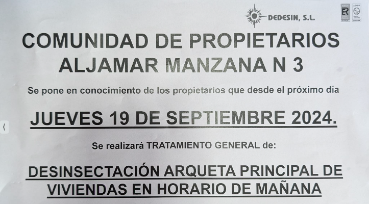 Desinsectación de la arqueta principal de las viviendas